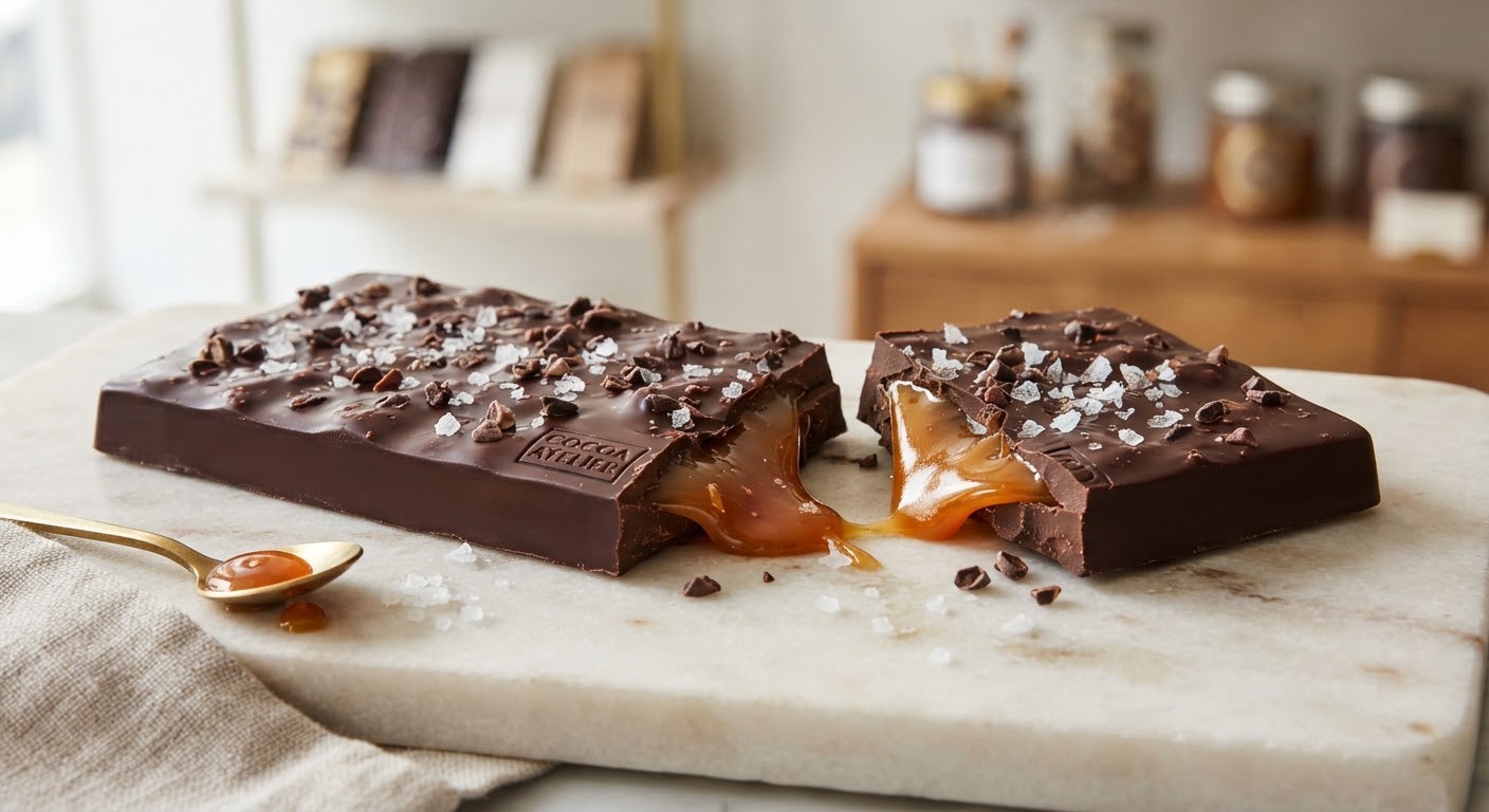 Sea Salt Caramel Bar — Flowing caramel and flaked sea salt